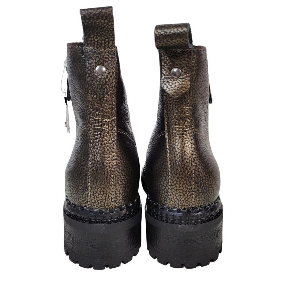 Metallic Leather Combat Boots Black Women Size EU 36 US 6 - Picture 10 of 16